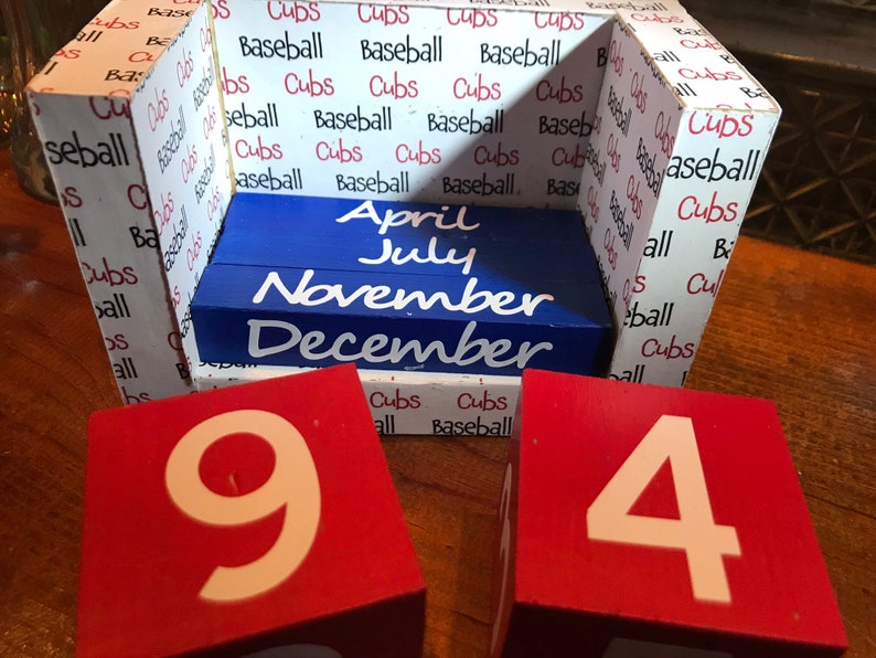 Chicago Cubs Perpetual Wooden Block Desk Calendar Decoupaged Wood Etsy
