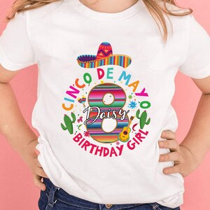 Personalized Cinco de Mayo Birthday for  for Boys and Girls Shirt, Custom Fiesta Birthday Shirt, Girls Boys Fiesta Birthday Shirt