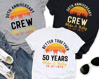 Custom Vintage 20th 30th 50th Anniversary Shirts, Custom Anniversary Crew Shirt with Names and Date, Matching Wedding Anniversary Group Tee