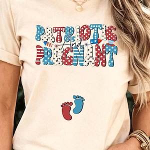 Koszulki patriotyczne i ciążowe, Koszulka z ogłoszeniem ciąży 4 lipca, Noworodkowa mama Patriotyczny prezent na 4 lipca, Koszulka na baby shower z okazji Dnia Pamięci
