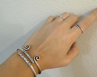 Bracelet en argent 925 - Bracelet ouvert en argent pur pour homme - Taille réglable, bague, cadeau de vacances idéal pour petit ami, poids de l'argent : 23 g/0,81 oz