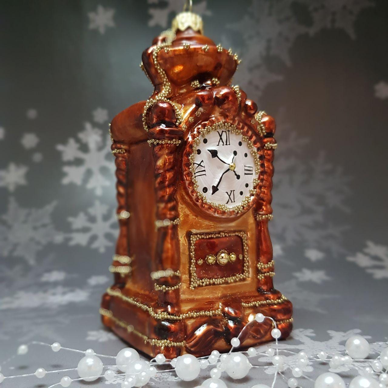 Handcrafted Glass Christmas Ornament: Antique Clock Decoration - Etsy