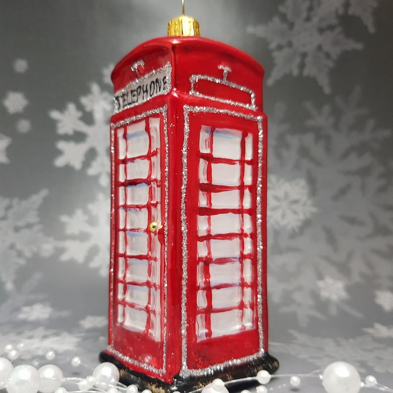 Christmas Glass Ornament: The Iconic London Telephone Box