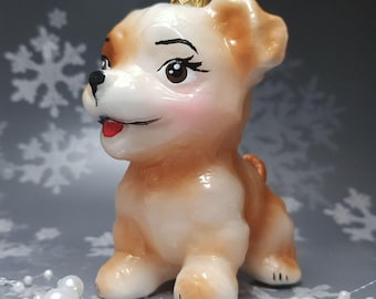 Christmas Glass Ornament: The Sweet Little Happy Puppy