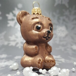 Charming Hand-Blown Glass Teddy Bear Ornament - A Sweet Delight