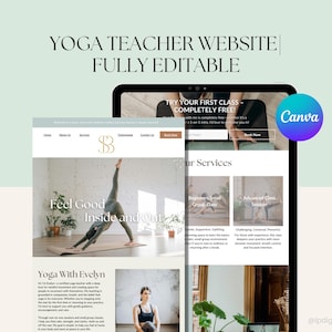 Yoga Teacher Website Template, Canva Website Template for Yoga Instructor Studio, Yoga Editable Website, Wellness Website Template
