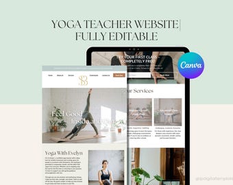 Yoga Website Template: Editable Wellness Instructor Design (Canva)