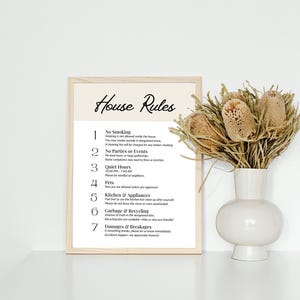 Editable Airbnb House Rules Sign: Modern Vacation Rental Template (Digital Download A4 Size)