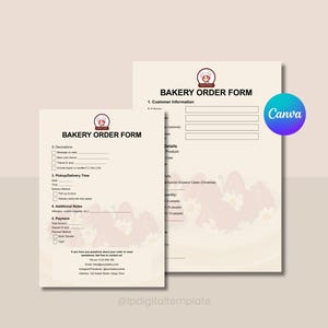 Editable Bakery Order Form Template: Small Business Cake Order Sheet (Digital Download)