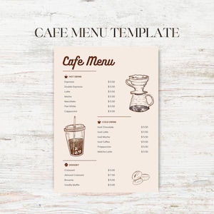 Brown Beverage Menu for Coffee Shop | Cafe Menu Template for Shop | Editable Menu Template | Small Business Menu | Food Drink Menu