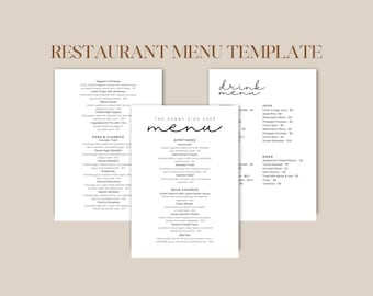 Editable Restaurant Menu Template: Minimalist Design (Canva)