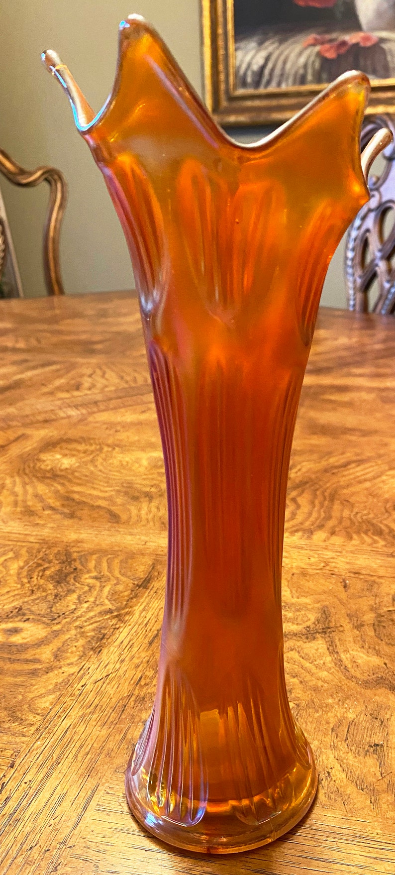 Fenton Diamond and Ribbed Carnival Glass Funeral Vase 10 Etsy