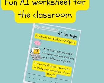 Hoja de trabajo de lecciones de inteligencia artificial para niños de primaria: actividades divertidas y atractivas para presentar conceptos de inteligencia artificial a los estudiantes más jóvenes