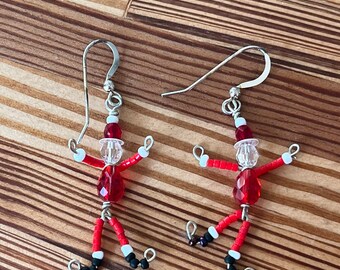 Handmade Santa earrings with sterling silver earring hooks