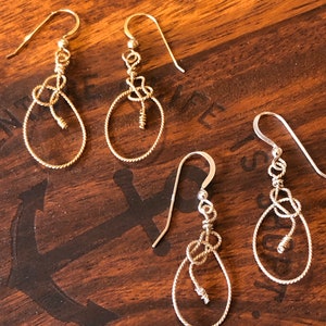 Bowline Knot 14K Gold Filled Wire Wrapped Dangle Earring Nautical Sailing image 3