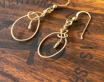 Bowline Knot 14K Gold Filled Wire Wrapped Dangle Earring Nautical Sailing