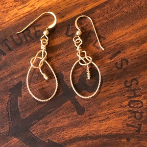 Bowline Knot 14K Gold Filled Wire Wrapped Dangle Earring Nautical Sailing image 2