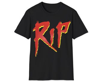 Camiseta de la revista RIP: Logo de rock y metal de los 80