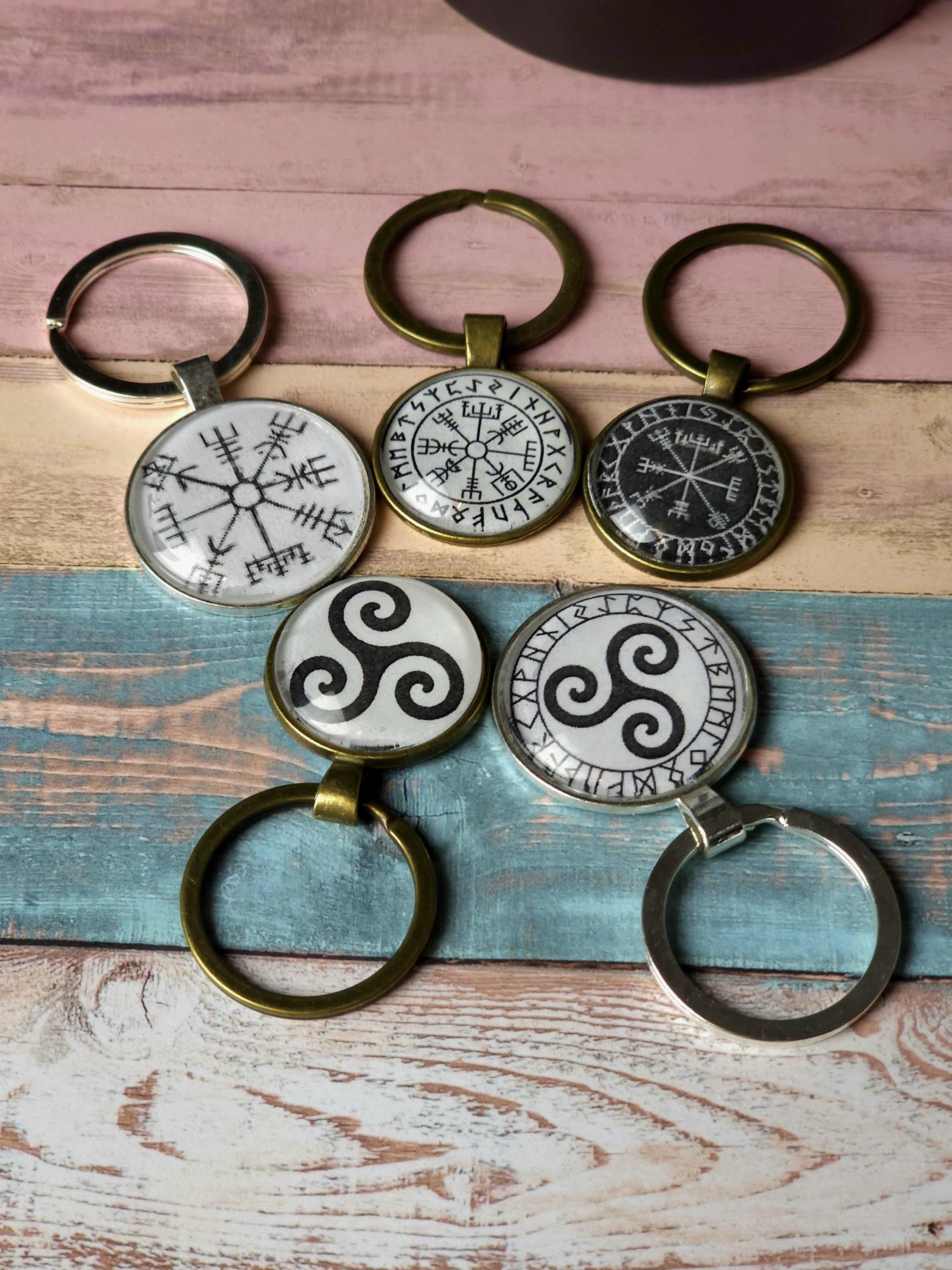 Pendentif Vegvisir En Cuir Made In Italy - Collier Ou Porte-clés Viking Nordique - Neuf