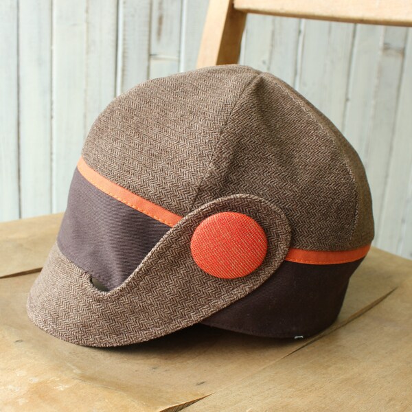 an OOAK Upcycled ' Chocolate Orange' Mae Jones hat - S, M or L (made to order)