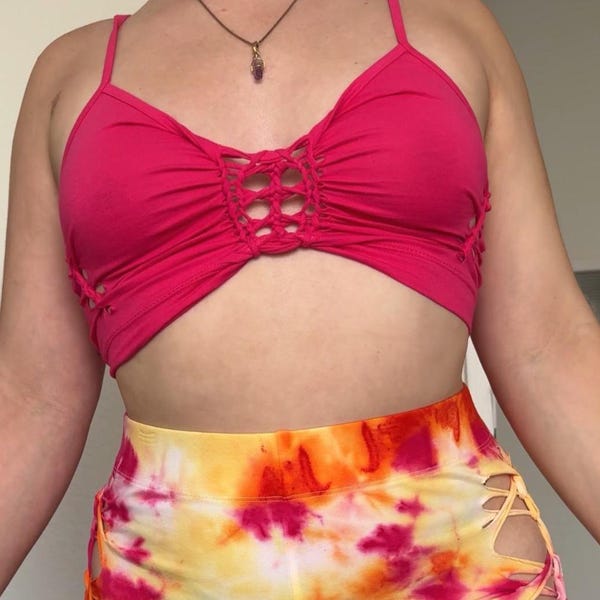 MTO Slit Weave Tank Crop Top, Rave Outfit, Festival Outfit, Comfort Hippie Clothes, Burning Man