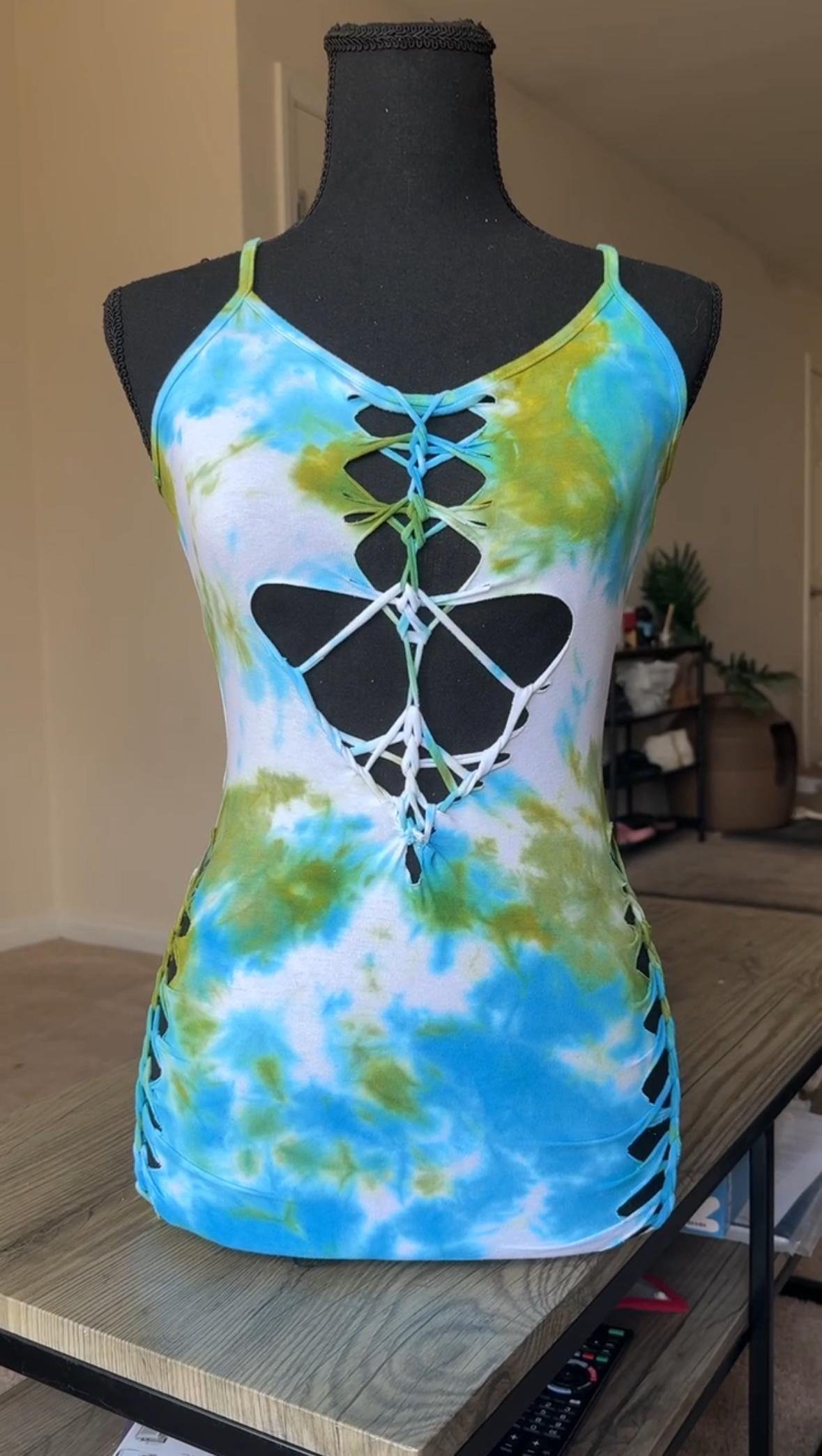 Seafoam Dreams Slit Weave Romper, Handmade Rave Outfit, Festival Outfit ...