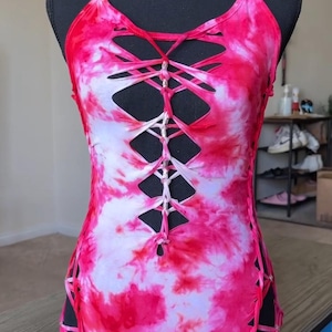 MTO Love Drop Slit Weave Romper, Handmade Rave Outfit, Festival Outfit, EDM Dance Wear