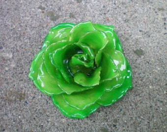 Free Shipping REAL Emerald Green ROSE Pin and Pendant