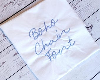 Boho Chain Font Embroidery Design: 6 Sizes (Digital Download)