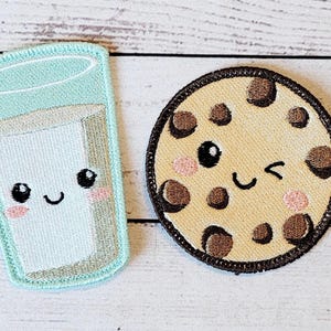 Milk and Cookie Patch Embroidery Design, Cute Food Patches (Digital Download)