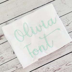 Olivia Handwritten Script Embroidery Font: Native BX (Digital Download)