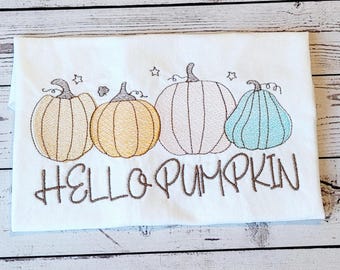 Ciao, disegno per ricamo a zucca: file per ricamo a macchina autunnale (download digitale)