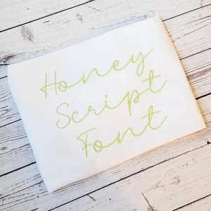 Honey Script Embroidery Font: Cursive Handwritten Design (Digital Download)