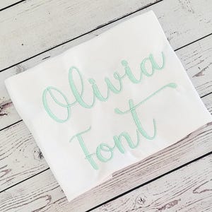 Olivia Handwritten Script Embroidery Font: Native BX (Digital Download)