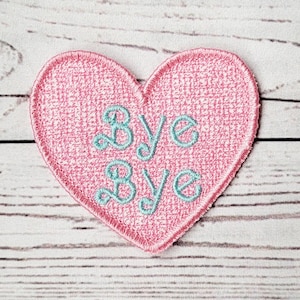 Love Hearts Bye Bye Patch: Machine Embroidery Design (Digital Download)