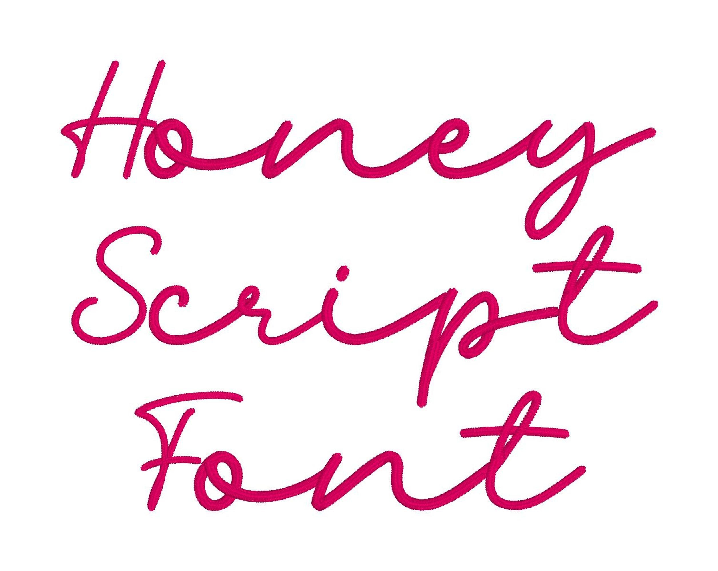 Honey Script Embroidery Font: Cursive Handwritten Design (digital ...