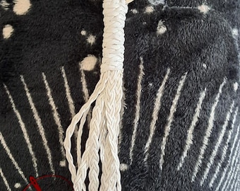GPU1/01 SM Schlagwerk Zweep Mini Flogger * 23 cm * gevlochten wit PU leer * voor onderweg & handtas * vegan * pijn * kink * fetis