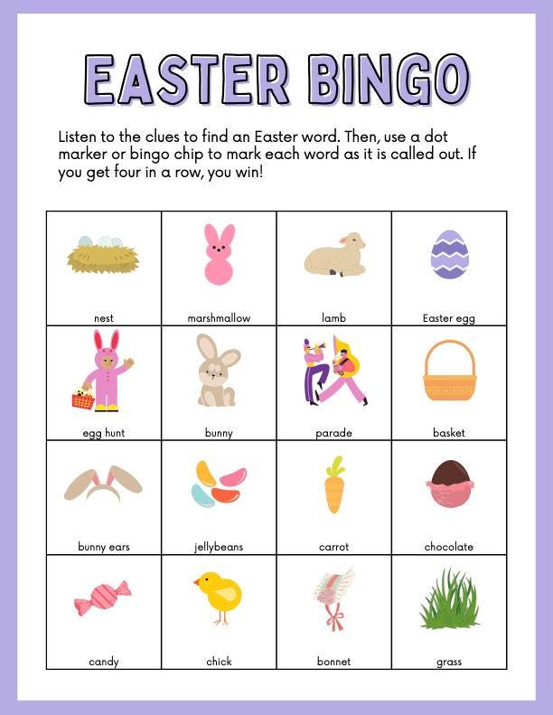 Easter Bingo Cards - A Fun Activity for the Entire Family! - Etsy