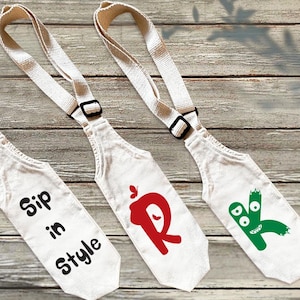 Personalized Water Bottle Holder: Thermos Carrier Shoulder Bag