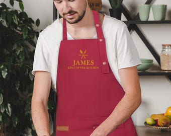 Delantal de lino personalizado: logotipo personalizado, regalo de chef para amantes de la repostería, para ella, delantal navideño