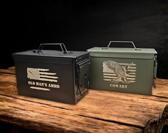 Personalized Ammo Box Custom Ammo Can Engraved Ammo Box Mens Anniversary Gift for Veteran Gift for Hunter Gift for Dad Birthday Gift for Him