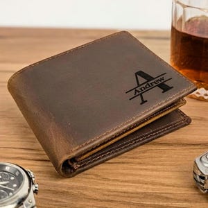 Engraved Premium Leather Wallet - Personalized Bifold RFID Wallet - Best Selling Gift For Men - Ships Fast