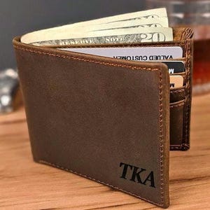 Engraved Premium Leather Wallet - Personalized Bifold RFID Wallet - Best Selling Gift For Men - Ships Fast