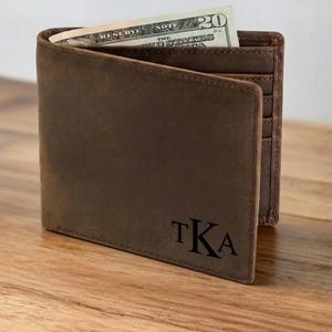 Engraved Premium Leather Wallet - Personalized Bifold RFID Wallet - Best Selling Gift For Men - Ships Fast