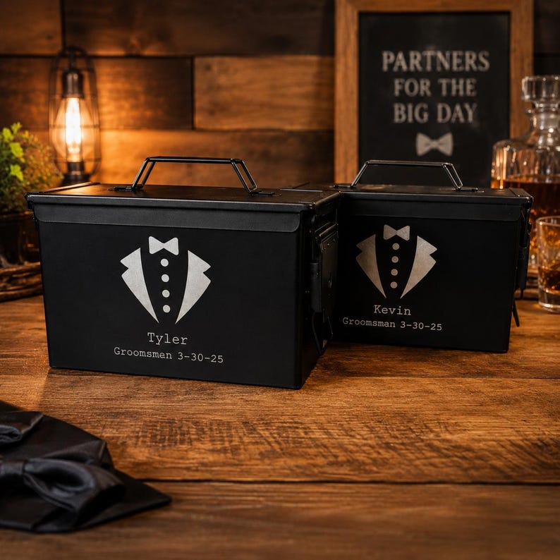 Custom Engraved Ammo Box Personalized Gift for Him Husband Dad Hunter Birthday Anniversary Christmas Groomsmen Ammo Can Veteran Gift for Men image 3