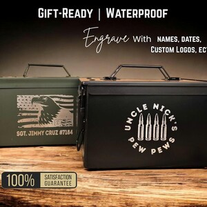 Personalized Ammo Box Custom Ammo Can Engraved Ammo Box Mens Anniversary Gift for Veteran Gift for Hunter Gift for Dad Birthday Gift for Him