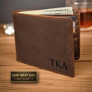 Engraved Premium Leather Wallet - Personalized Bifold RFID Wallet - Best Selling Gift For Men - Ships Fast