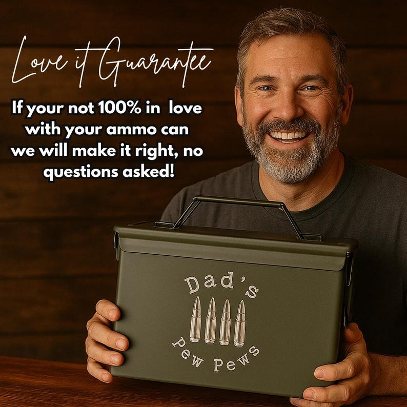 Custom Engraved Ammo Box Personalized Gift for Him Husband Dad Hunter Birthday Anniversary Christmas Groomsmen Ammo Can Veteran Gift for Men image 10