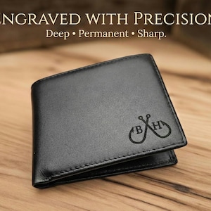 Engraved Premium Leather Wallet - Personalized Bifold RFID Wallet - Best Selling Gift For Men - Ships Fast image 4