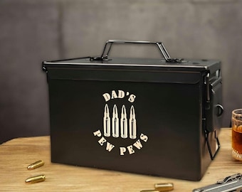 Personalized Ammo Box, Personalized Ammo Can for Christmas, Custom Ammo Box, Custom Bullet Case, Gift for Vet, Military Gift, Patriotic Gift